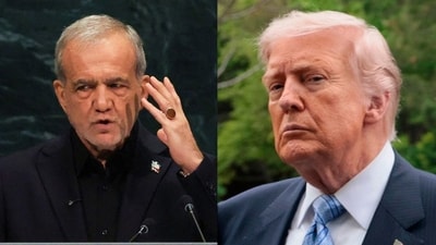 After Trump’s “annihilate Iran” remark at the UNGA, Iranian President Masoud Pezeshkian warned that Iran would never “bend at the knee.” (AP/AFP) After Trump’s “annihilate Iran” remark at the UNGA, Iranian President Masoud Pezeshkian warned that Iran would never “bend at the knee.” (AP/AFP)