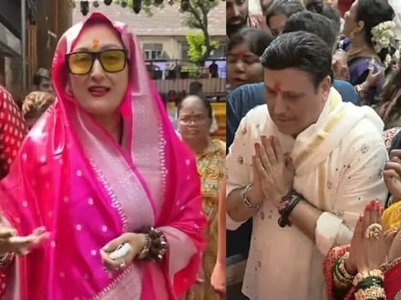 কোমলের হাত ধরে লালবাগচা রাজার দর্শনে এলেন গোবিন্দা