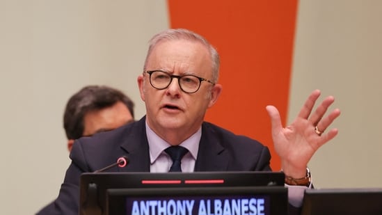 Australia's Prime Minister Anthony Albanese at United Nations Headquarters in New York on September 22. (AFP)