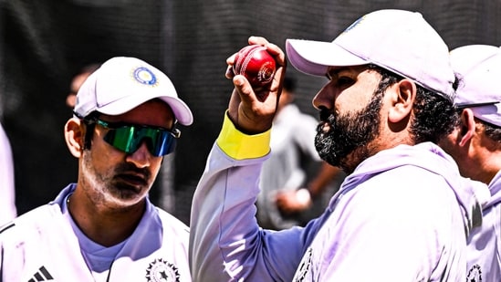 Rohit Sharma and Gautam Gambhir during a practice session.