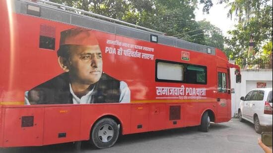 Samajwadi Party national president Akhilesh Yadav’s PDA Rath. (FILE PHOTO)
