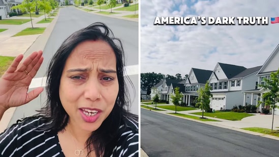 A woman shows empty streets in her quiet US neighbourhood