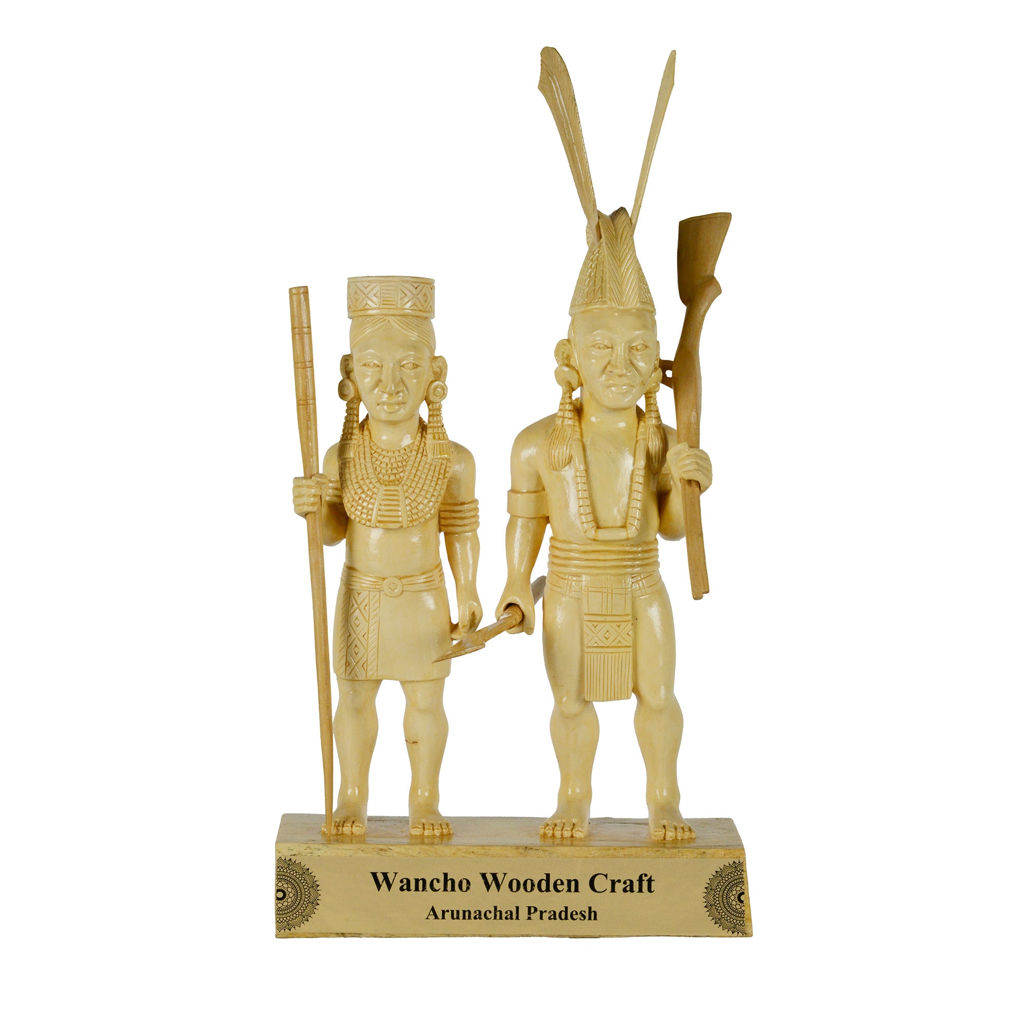 Tribal couple sculpture in wancho wooden craft from Arunachal Pradesh; Starting price: ₹7,500. Tribal couple sculpture in wancho wooden craft from Arunachal Pradesh; Starting price: ₹7,500.