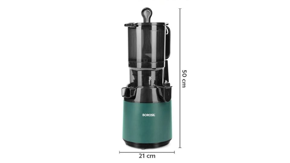 The juicer fits neatly into a corner without taking up much counter space. (Borosil) The juicer fits neatly into a corner without taking up much counter space. (Borosil)
