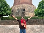 Akhilendra Mishra at Sarnath during UP visit