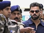 India's Virat Kohli arrives on Wednesday ahead of the first ODI against West Indies to be played in Thiruvananthapuram on Sunday. (PTI)