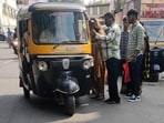 Pune, India - Feb. 6, 2024: Passenger in Auto Rickshaw at Sukhasagar nagar katraj in Pune, India, on Tuesday, February 6, 2024. (Photo by Rahul Raut/HT PHOTO)