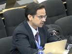 Indian diplomat Kshitij Tyagi speaking at UNHRC in Geneva