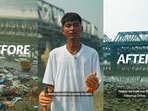 Bittu Tabahi and his team removed around 585 kg of waste from the Yamuna riverbank.(Instagram/@bittu_tabahi)