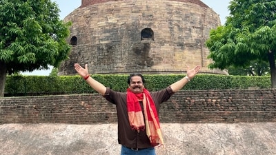 Akhilendra Mishra at Sarnath during UP visit Akhilendra Mishra at Sarnath during UP visit