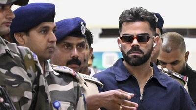 India's Virat Kohli arrives on Wednesday ahead of the first ODI against West Indies to be played in Thiruvananthapuram on Sunday. (PTI)