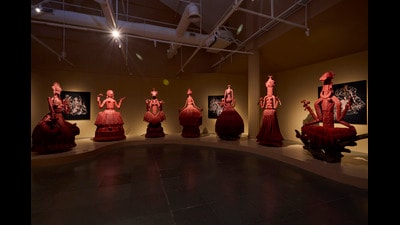 Large fabric sculptures of the Saptamatrikas (Courtesy Chanakya Atelier)