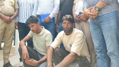 Police said , Lalaram Chaudhary and his son Hariom were arrested in connection with the murder of his wife, Mintu alias Seema Chaudhary. (Rajasthan Police) Police said , Lalaram Chaudhary and his son Hariom were arrested in connection with the murder of his wife, Mintu alias Seema Chaudhary. (Rajasthan Police)