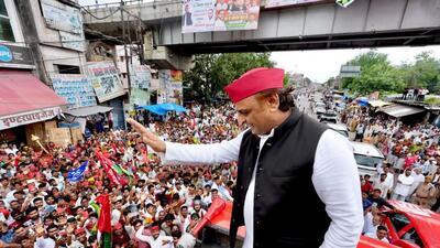 Samajwadi Party national president Akhilesh Yadav during PDA Rath yatra in Rae Bareli on Thursday. (SOURCED IMAGE) Samajwadi Party national president Akhilesh Yadav during PDA Rath yatra in Rae Bareli on Thursday. (SOURCED IMAGE)