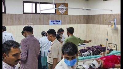 The injured under treatment in a hospital after the mishap in Kurukshetra on Thursday. (PTI) The injured under treatment in a hospital after the mishap in Kurukshetra on Thursday. (PTI)