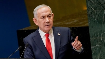 Benjamin Netanyahu speaks at the UN and rejects allegations of genocide in Gaza. (Bloomberg) Benjamin Netanyahu speaks at the UN and rejects allegations of genocide in Gaza. (Bloomberg)