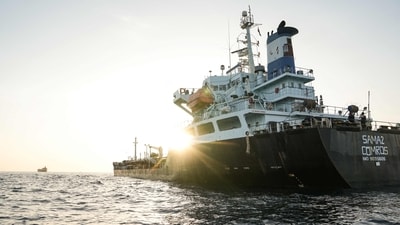 A commercial vessel is anchored off Yemen's coast at Bab al-Mandeb, in the straits connecting the Red Sea with the Gulf of Aden and the Indian Ocean. (AFP) A commercial vessel is anchored off Yemen's coast at Bab al-Mandeb, in the straits connecting the Red Sea with the Gulf of Aden and the Indian Ocean. (AFP)