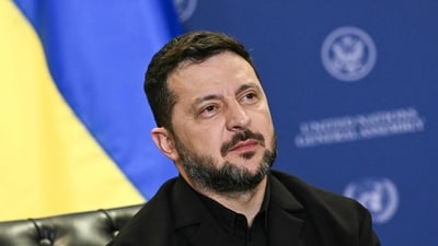 Ukraine's President Volodymyr Zelensky spoke at the 81st United Nations General Assembly in New York. (AFP)