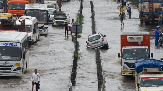 The top court pointed to Gurugram as an example of how civic systems can collapse during heavy rains. (HT)
