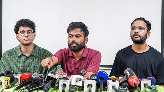 New Delhi, Sep 24 (ANI): Cockroach Janta Party Founder Abhijeet Dipke addresses a press conference alleging the Election Commission is stealing votes and demanding the resignation of the ECI Chief within 48 hours, in New Delhi on Thursday. Co-convenors Saurav Das and Ashutosh Ranka also present. (ANI Photo/ Ritik Sharma)
