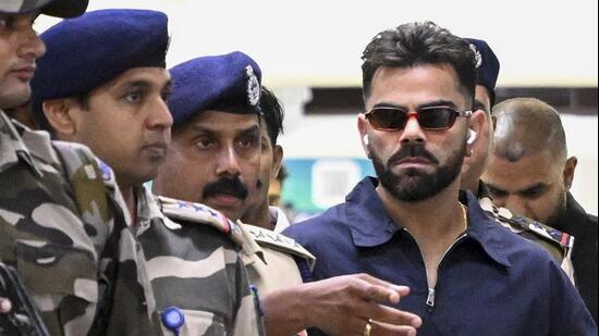 India's Virat Kohli arrives on Wednesday ahead of the first ODI against West Indies to be played in Thiruvananthapuram on Sunday. (PTI)