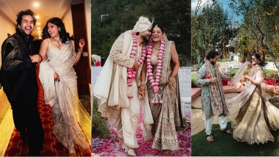 Brinda Sharma and Shresth Gautam's wedding look. (vogueindia/Instagram)