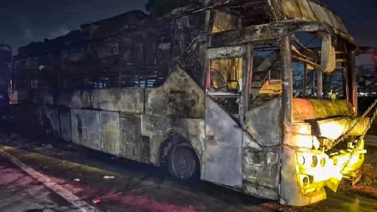 An official statement from the Greater Noida police added that the fire was triggered by a spark in the bus's air conditioning unit.