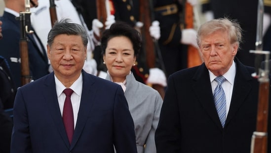 Chinese President Xi Jinping, First lady of China Peng Liyuan, U.S. President Donald Trump, and First Lady Melania Trump walk on the red carpet during an arrival ceremony on September 23, 2026, at Joint Base Andrews, Maryland. Chinese President Xi Jinping, First lady of China Peng Liyuan, U.S. President Donald Trump, and First Lady Melania Trump walk on the red carpet during an arrival ceremony on September 23, 2026, at Joint Base Andrews, Maryland.