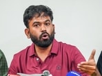 Cockroach Janta Party (CJP) founder Abhijeet Dipke addresses a press conference alleging the Election Commission is stealing votes and demanding the resignation of the ECI Chief within 48 hours. 