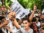 Jantar Mantar news LIVE: Members of the All India Students' Association (AISA) shout slogans and hold placards during a protest outside Jantar Mantar, demanding immediate action against Chief Election Commissioner Gyanesh Kumar, in New Delhi.