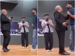 As seen a video now going viral, the visibly irked professor called the student on stage and grabbed him by the collar.