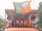 Rajya Sabha member and BJP national headquarters in-charge Tarun Chugh during ‘Nasha Mukt Punjab Yatra’ , in Amritsar, on Thursday. (Sameer Sehgal//HT)