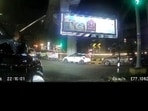 The dash cam footage showed the suspect taking out a rod and using it to smash the headlights of the women’s car. (HT)