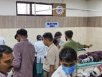 The injured under treatment in a hospital after the mishap in Kurukshetra on Thursday. (PTI)