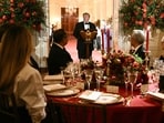 US President Donald Trump speaks during a state dinner for Chinese President Xi Jinping at the White House. 