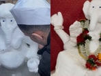 A snow idol of Lord Ganesha in Antarctica.