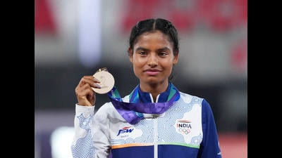 A native of remote Reta village in Churah area of Chamba district, Seema ran her way to the bronze medal, clocking 32:50.05. (PTI) A native of remote Reta village in Churah area of Chamba district, Seema ran her way to the bronze medal, clocking 32:50.05. (PTI)