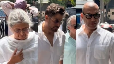 Rajat Bedi, Manish Wadhwa, Sulabha Arya at Mushtaq Khan's funeral. Rajat Bedi, Manish Wadhwa, Sulabha Arya at Mushtaq Khan's funeral.