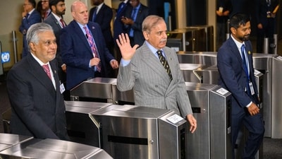 Prime Minister of Pakistan Shehbaz Sharif, arrives during the 81st session of the United Nations (U.N.) General Assembly at UN Headquarters on September 22 in New York City (via AFP) Prime Minister of Pakistan Shehbaz Sharif, arrives during the 81st session of the United Nations (U.N.) General Assembly at UN Headquarters on September 22 in New York City (via AFP)
