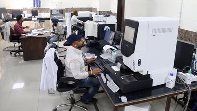 The newly built integrated public health laboratory at the civil hospital in Bathinda on Friday. (Sanjeev Kumar/HT) The newly built integrated public health laboratory at the civil hospital in Bathinda on Friday. (Sanjeev Kumar/HT)