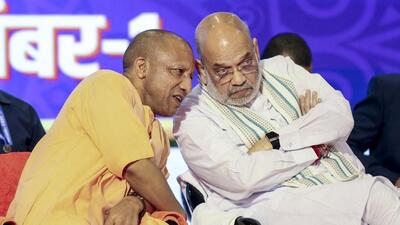 Union home minister Amit Shah and chief minister Yogi Adityanath at the UP International Trade Show in Greater Noida on Friday. (PTI PHOTO) Union home minister Amit Shah and chief minister Yogi Adityanath at the UP International Trade Show in Greater Noida on Friday. (PTI PHOTO)