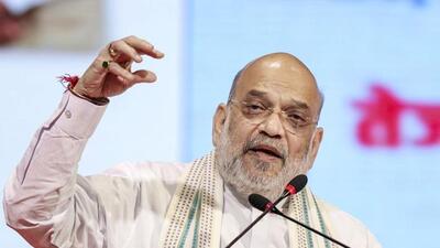 Union home minister Amit Shah at the inauguration of the UP International Trade Show in Greater Noida on Friday. (PTI PHOTO)
