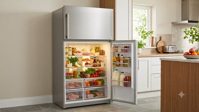 Double-door refrigerators bring flexible storage, convenient organisation and everyday cooling for families. (AI generated image)