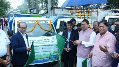 Uttarakhand Chief Minister Pushkar Singh Dhami flags off vehicles for solid and liquid waste management in Khatima. Uttarakhand Chief Minister Pushkar Singh Dhami flags off vehicles for solid and liquid waste management in Khatima.