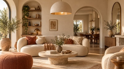 Curved furniture appears visually very calming. 