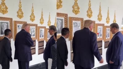 Trump showed Xi the display while escorting him through the White House's Presidential Walk of Fame, where displays dedicated to US presidents have been installed. Trump showed Xi the display while escorting him through the White House's Presidential Walk of Fame, where displays dedicated to US presidents have been installed.