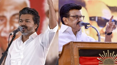 Tamil Nadu CM Vijay attacked DMK chief MK Stalin over the alleged POCSO case involving R Veeramani. (PTI) Tamil Nadu CM Vijay attacked DMK chief MK Stalin over the alleged POCSO case involving R Veeramani. (PTI)