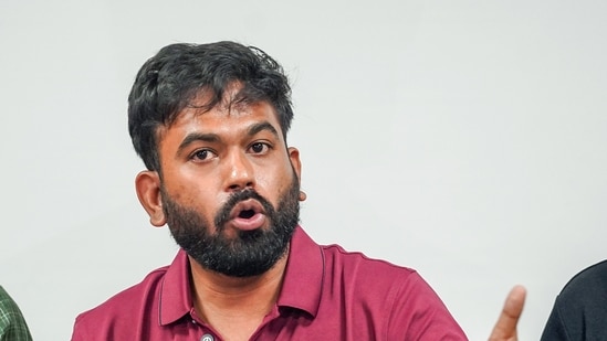 Cockroach Janta Party (CJP) founder Abhijeet Dipke addresses a press conference alleging the Election Commission is stealing votes and demanding the resignation of the ECI Chief within 48 hours.