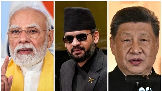 (L-R) - PM Narendra Modi, Nepal PM Balen Shah and Chinese President Xi Jinping.