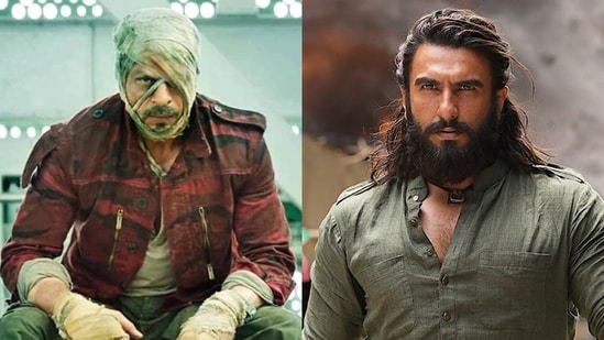 Shah Rukh Khan in Jawan and Ranveer Simgh in Dhurandhar.